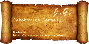 Jakobovits Gergely névjegykártya